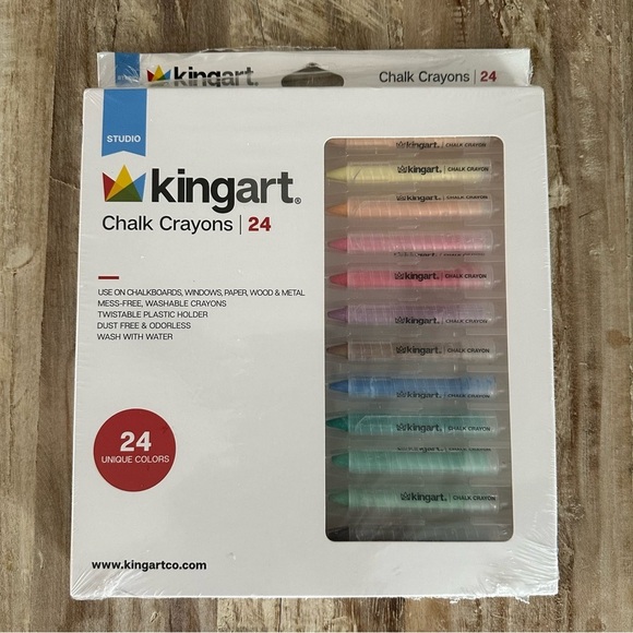 Kingart Chalk Crayons 24 Unique Colors Washable Twistable New In Box READ - Picture 1 of 4